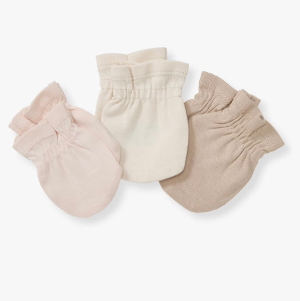 Burts Bees Baby Unisex Baby Mittens, 100% Organic Cotton, 3-Pack Solid Color Infant Scratch Protection Mitts
