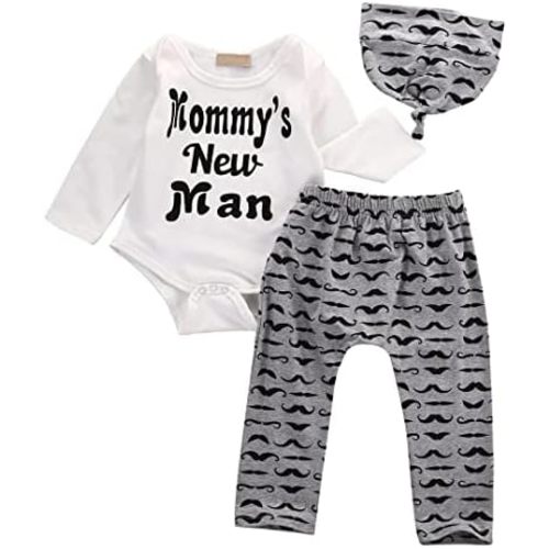 Newborn Infant Baby Clothes Long Sleeve Romper + Pants + Hat 3PCS Outfits Set