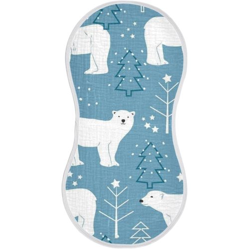 Polar Bear Baby Burp Cloth 1 Pack, Absorbent Soft Large Muslin Burp Cloths for Baby Boy, Girl, Newborn