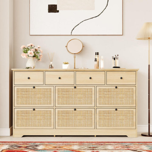 Bay Isle Home™ Boho Natural Rattan 10 - Drawer Dresser | Wayfair