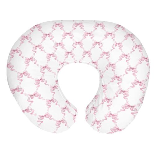 Amazon.com : Pink Bows Ribbon Nursing Pillow Covers for Girl Pastel Baby Pink Ribbons Nursery Feeding Pillowcase for Breastfeeding Pillows Watercolor Bows Girly Soft Stretchy Removable Cover for Newborn Infant : Baby