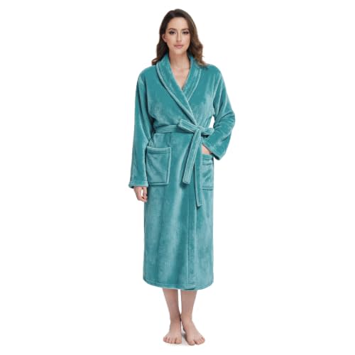 Fluffy Soft Robes for Women, Warm Fleece Womens Robe, Cozy Bathrobe | Plush Bathrobe for Women, Long Fuzzy Lightweight Bath Robe with Pockets for Shower Spa Hotel House Pool