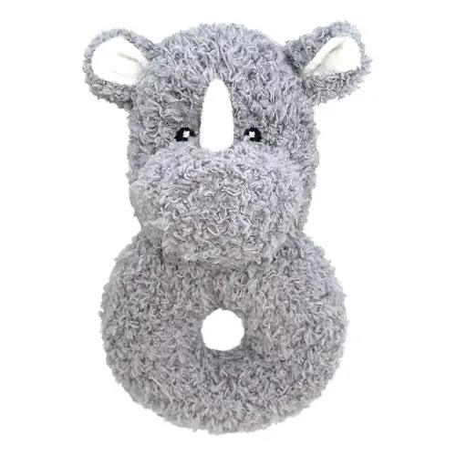 Baby Rhino Soft Rattle Toy, Plush Rhino Infant Shaker Rattle Easy-Grasp Stuffed Animal Toy, Gifts for Newborns Babies Toddlers Boys Girls, Gray, 6 Inches