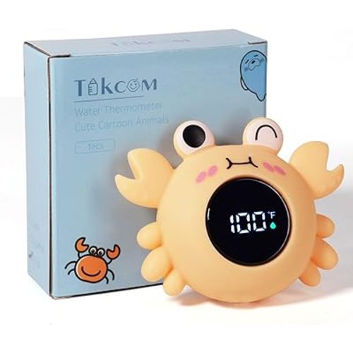 Baby Thermometer, Baby Bathtub Thermometer, Instant Read Digital Thermometer for Water, Infant Bath Floating Toy, Safety WaterTemperature Toy (Crab ℉)
