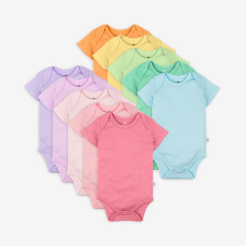 HonestBaby unisex-baby 10-pack Short Sleeve Bodysuits One-piece 100% Organic Cotton for Infant Baby Boys, Girls