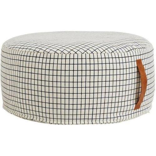 Sit on Me Round Pouf, Ivory Check - Oyoy | Maisonette