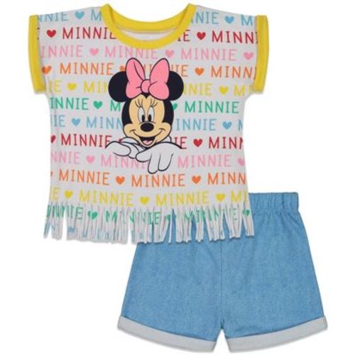Disney Minnie Mouse Infant Baby Girls T-Shirt and French Terry Shorts Outfit Set Airbrush Peach / Purple 18 Months