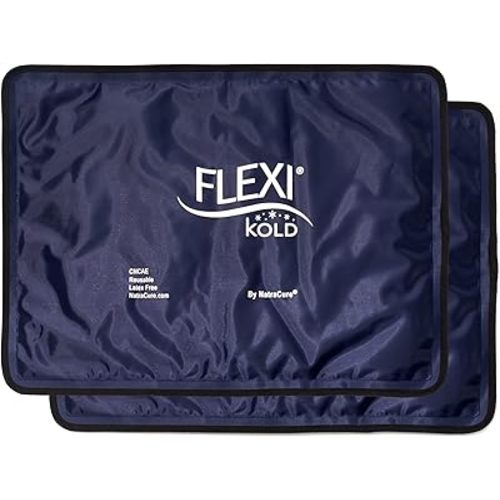 2 FlexiKold Gel Ice Packs (Standard Large: 10.5" x 14.5") - Reusable Cold Pack for Injuries, for Back Pain Relief, Migraine Relief Pad, After Surgery, Postpartum, Headache, Shoulder - 6300-COLD 2PK