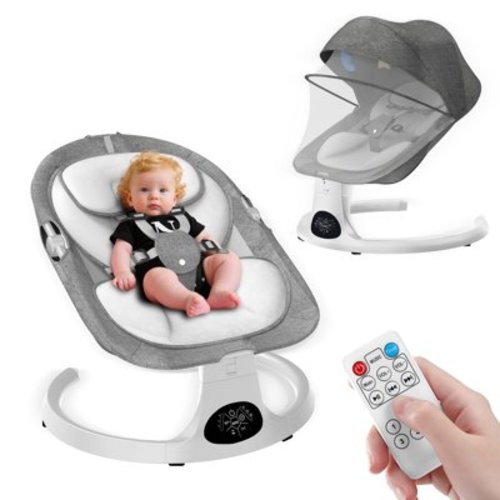 G TALECO GEAR Baby Swing, Electric, 5 Speeds, Portable, Indoor/Outdoor, Bluetooth, Gray