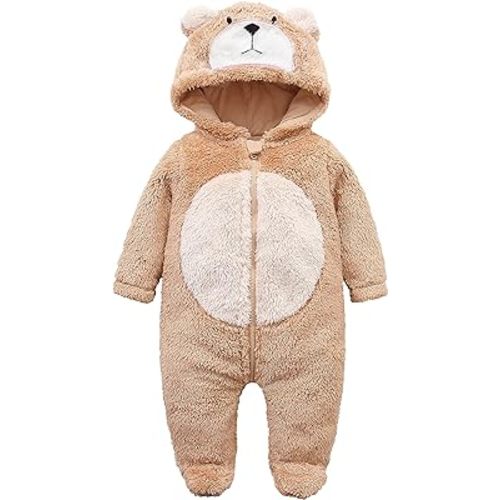 Baby Fleece Winter Outfits Cute Cartoon Comfy Costume Fluffy Romper for 0-18M