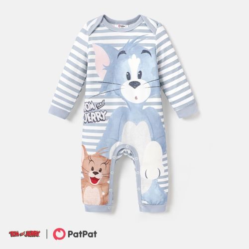 Tom and Jerry Baby Girl/Boy Character Print Long-sleeve Cotton Jumpsuit