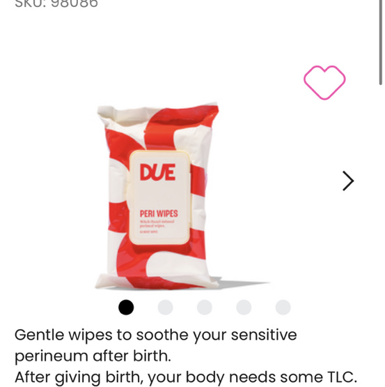 DUE Peri Wipes With Hazel-Infused Perineal 60 Wipes | Mother & Baby