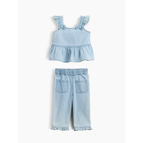 Size 6-9 Baby Denim Ruffle Outfit Set