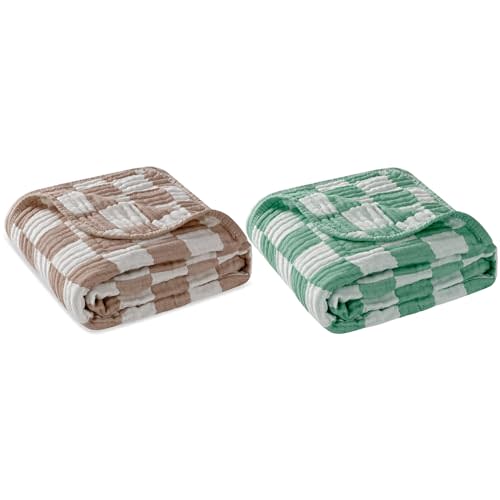 HardNok Ultra-soft Muslin Baby Blanket 2 Pack (Green and Coffee)