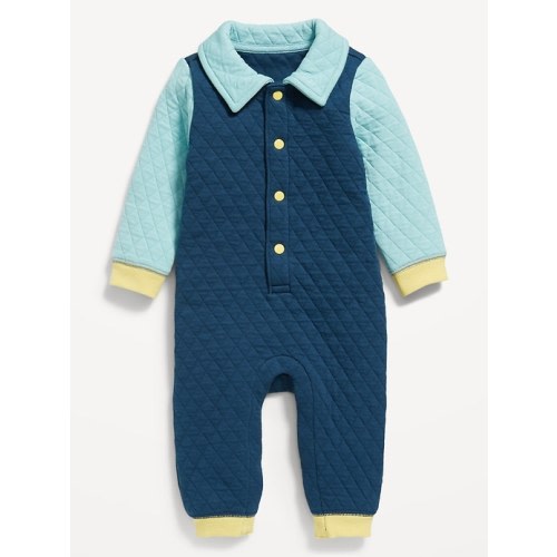 Collared Color-Block Quilted Button-Front One-Piece for Baby | Old Navy