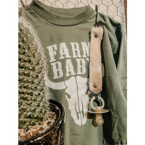 Cow Hide Pacifier Clip