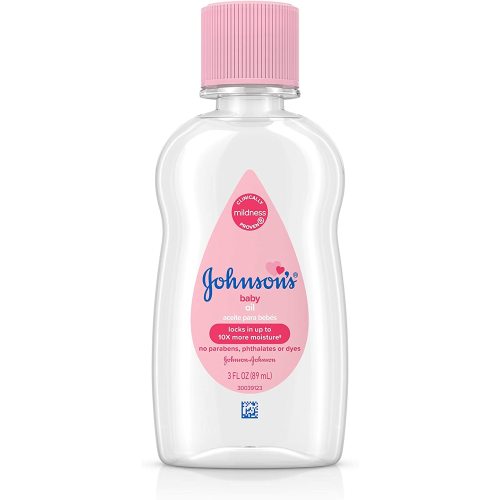 Johnson's Baby Baby Oil, Pure Mineral Oil to Prevent Moisture Loss, Hypoallergenic, Original 3 fl. oz - 3 Fl Oz (Pack of 1)