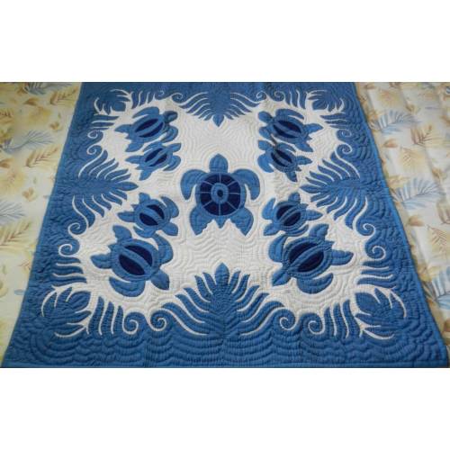 Hawaiian Quilts, Wall Hanging, Baby Crib Blanket, Hand Quilted and Hand Appliqued 42"x42"
