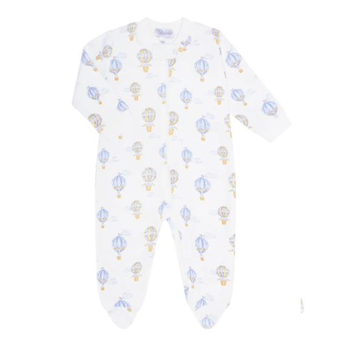 Blue Balloons Print Zipper Footie