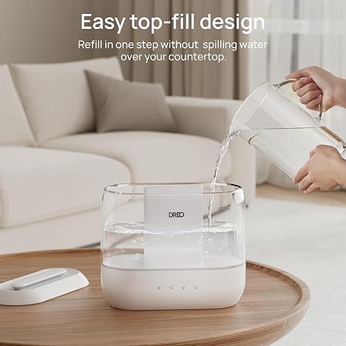 Dreo Humidifiers for Bedroom, Top Fill 4L Supersized Cool Mist Humidifier, 36H Runtime, 28 dB Quiet Ultrasonic Air Humidifier for Large Room, Plants, Baby Nursery, Indoor, Night Light, Easy to Clean