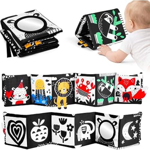 JoyCat High Contrast Baby Toys 0-12 Months, Tummy Time Mirror, Shower Gift