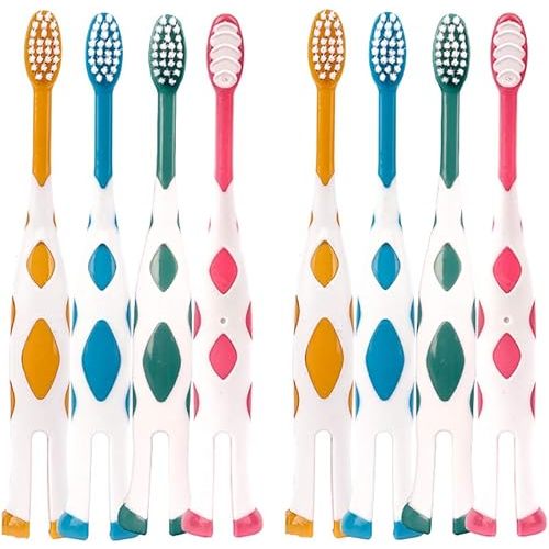 8 Packs Kids Toothbrushes, Extra Soft Lovely Little Deer Toothbrush for Kids 2-8 Years (Pink&Orange&Blue&Green)