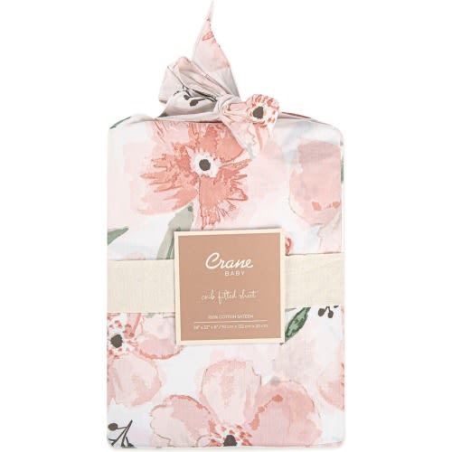 CRANE BABY Fitted Crib Sheet, Pink Floral