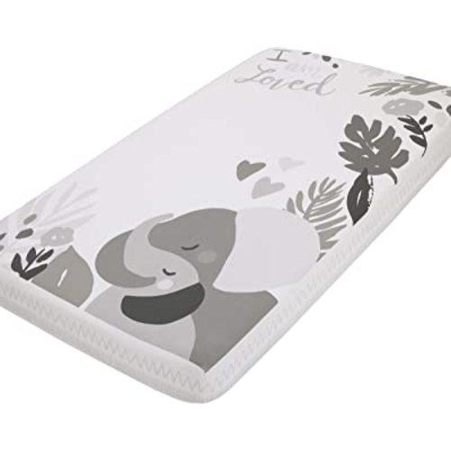NoJo Elephant Hugs Grey and White I Am So Loved 100% Cotton Photo Op Fitted Crib Sheet