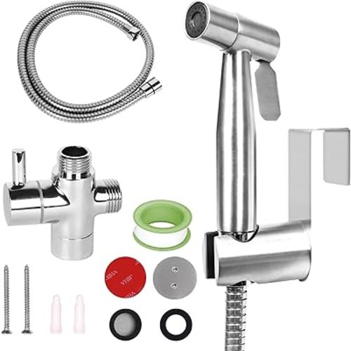 Handheld Bidet Shattaf Toilet Sprayer Kit with 49-inch Hose and Bracket, Adjustable Jet Spray for Muslim Shower