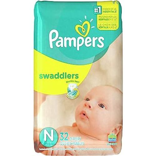 Pampers Swaddlers Disposable Diapers Newborn Size 0 (> 10 lb), 32 Count, JUMBO