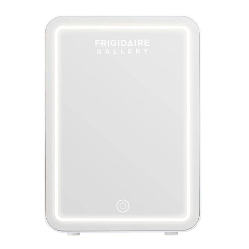 Frigidaire Gallery 9 Can Beauty Lighted Mirror Fridge - White: Countertop Beverage Refrigerator, Thermoelectric Cooling
