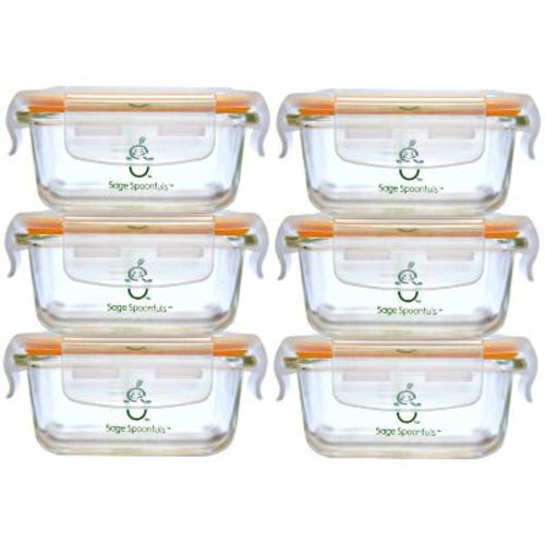 Sage Spoonfuls 6pk Durable Leakproof Glass Baby Food Storage Containers - Clear - 4oz