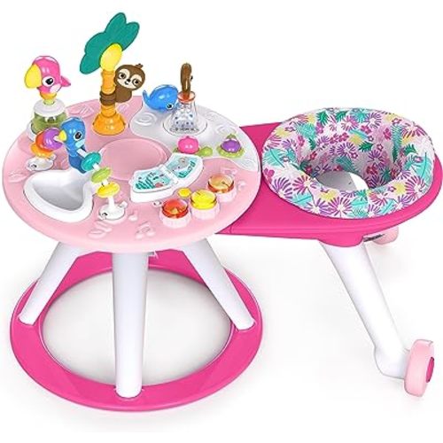 Bright Starts Around We Go 2-in-1 Walk-Around Baby Activity Center & Table, Tropic Coral, Ages 6 Months+