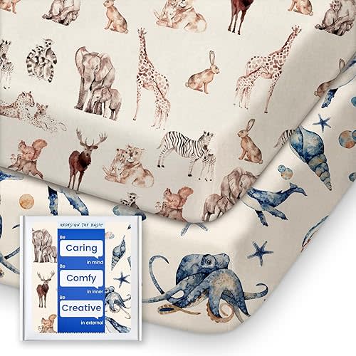 Graco Pack and Play Sheets Fitted, 2 Pack - Ocean Pals + Wildlife