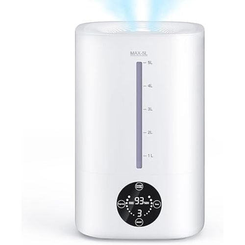 5L Humidifiers for Bedroom, 50H Runtime Humidifier for Large Room, Ultra-Quiet 28dB Cool Mist Air Humidifier for Home Baby Nursery & Plants, Auto Shut-off and BPA-Free for Safety, Easy to Clean