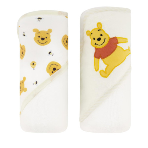 Disney Cudlie Baby Winnie The Pooh 2 Pack Rolled/Carded Hooded Towels in Sweet Life Print, 1 Count