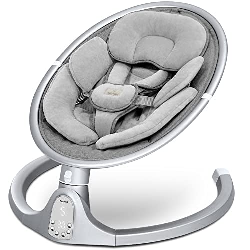 BabyBond Baby Swings for Infants, Bluetooth Infant Swing with 10 Preset Songs, 5 Point Harness Belt, 5 Speeds and Remote Control - Portable Baby Swing for Indoor and Outdoor, Aluminum