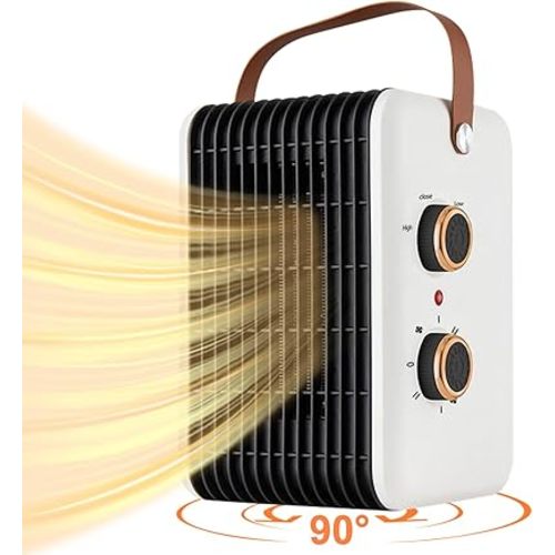 1500W Space Heater for Indoor Use PTC Portable Electric Heater Fast Heating Room Small Heater with Thermostat Heating and Fan Modes 90°Oscillation 110V Space Heater for Desk Office Bedroom Bathroom