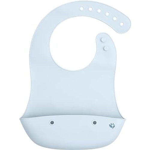 green sprouts Unisex Baby Scoop Silicone Bib, Light Blueberry