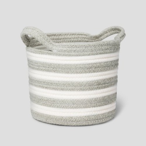 Striped Coiled Kids' Rope Basket - Pillowfort™, Color: Gray, Size: Small
