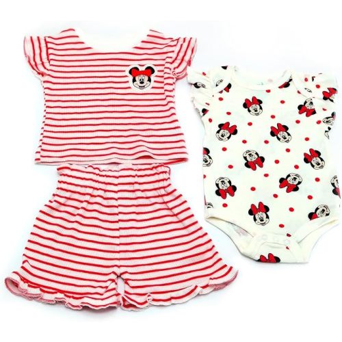 Magic Threadz Disney Clothes Baby Girls 3-Piece Short Set – Marie, Pooh, Minnie, Stitch & Bambi Newborn Outfit Set (0M–24M)