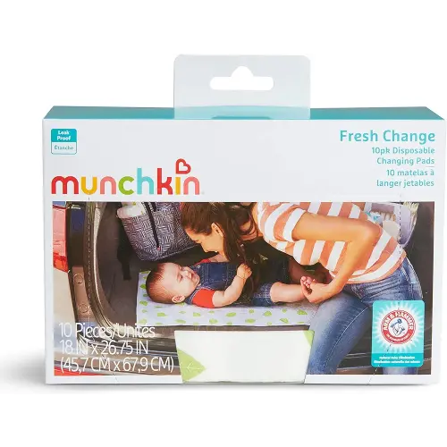 Munchkin® Arm & Hammer Disposable Changing Pad, 10 Count, White/Green (Pack of 2)