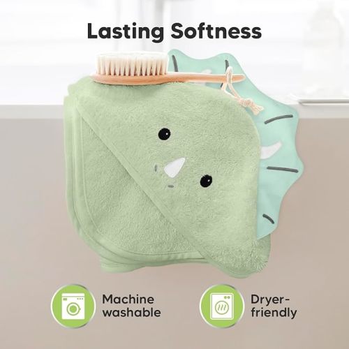 KeaBabies Baby Hooded Towel - Viscose Derived from Bamboo Baby Towel, Toddler Bath Towel, Infant Towels, Large Hooded Towel, Soft Baby Towels with Hood for Girls, Babies, Newborn Boys(Triceratops)
