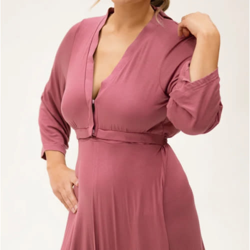 Lila Labor & Postpartum Gown in Dusty Rose