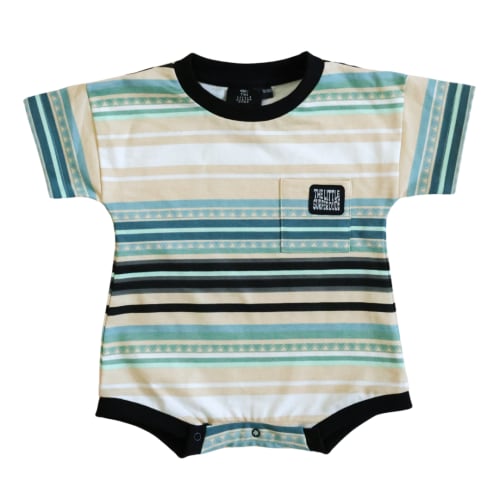 Little Surfer Dude Stripe Logo Onesie Romper