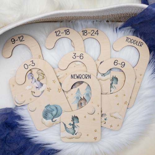 Dragon Clothing Dividers, Dragon Baby Clothing Divider, Wood Wardrobe Divider, Nursery Closet Divider, Dragon Nursery Theme B9