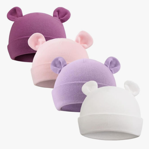 PESAAT Newborn Hospital Hat 0-12Months Preemie Boys Girls Beanie Solid Infant Baby Hats Autumn Winter