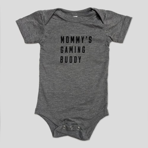 Mommy's Gaming Buddy Onesie in Dark Sky Gray