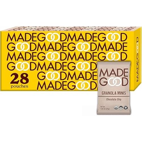 MadeGood Chocolate Chip Granola Minis, 28 Count, Organic and Delicious Snacks