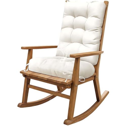 Waterproof Cream White Rocking Chair Cushion Indoor Outdoor Rocker Cushions Thicken Seat Pad for Patio Furniture